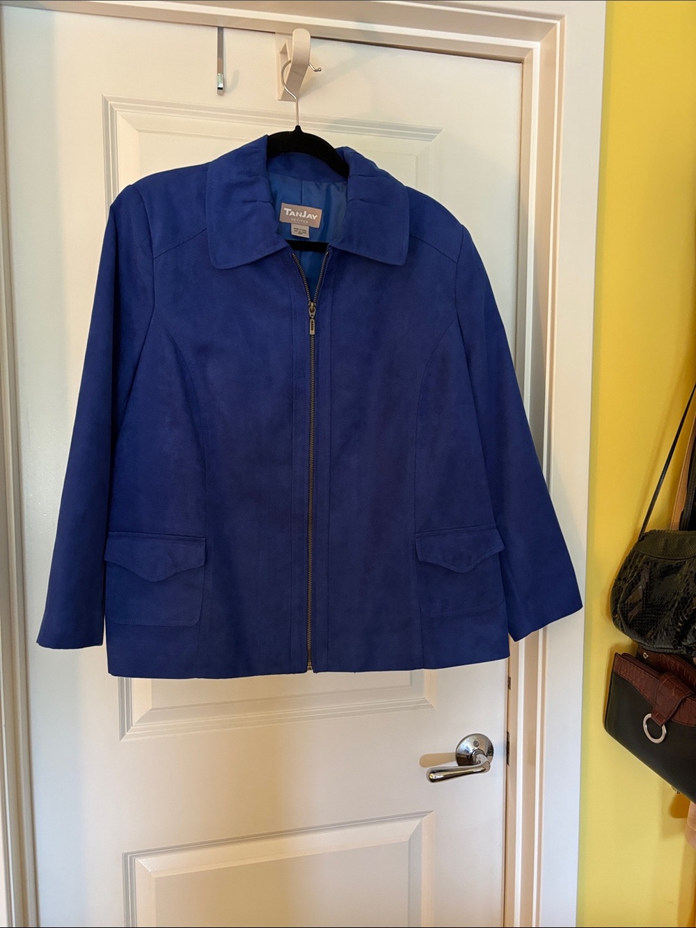 TanJay Cobalt Blue Suede Zip-Front Jacket